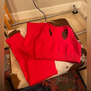 Red Workout Set Leggings / Sports Bra